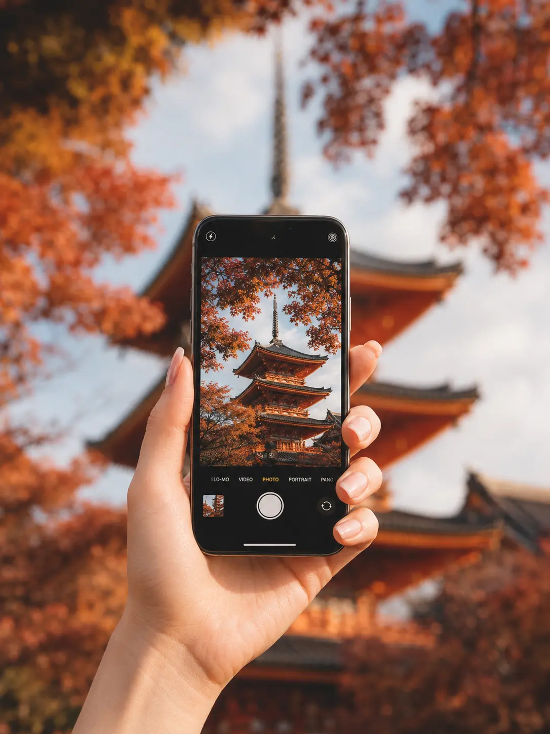 Smartphone utilizzato durante un viaggio in Giappone